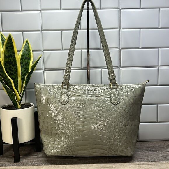 Brahmin Sea Glass Melbourne Medium Asher Leather Tote Shopper Travel RARE - Picture 3 of 13